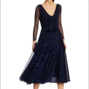 NWT Chiara Boni La Petite Robe Kirim Illusion Pleated Midi Floral Sheer Wedding